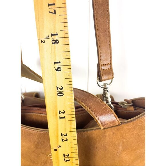 Rolf’s Tan Leather Crossbody Bag With Diamond Bead Design Boho Vintage - Picture 10 of 16